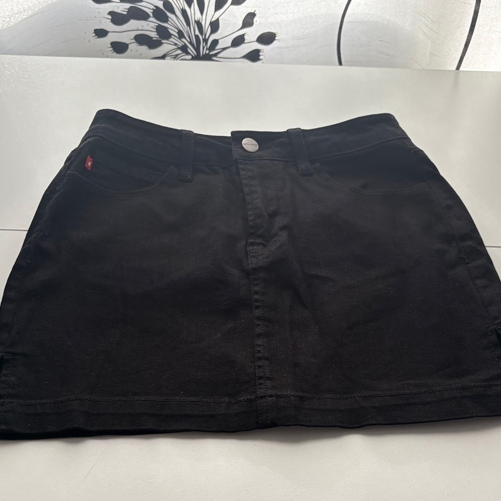 Black Denim Mini Skirt